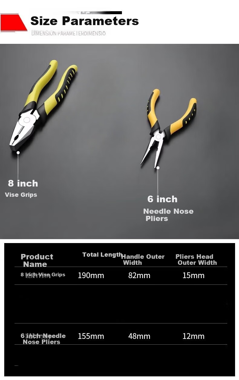 Chengyang Industrial Grade Multifunctional Tiger Pliers Set Universal Wire Stripper Needle Nose Diagonal Pliers Labor-Saving Handheld Power Tool 6