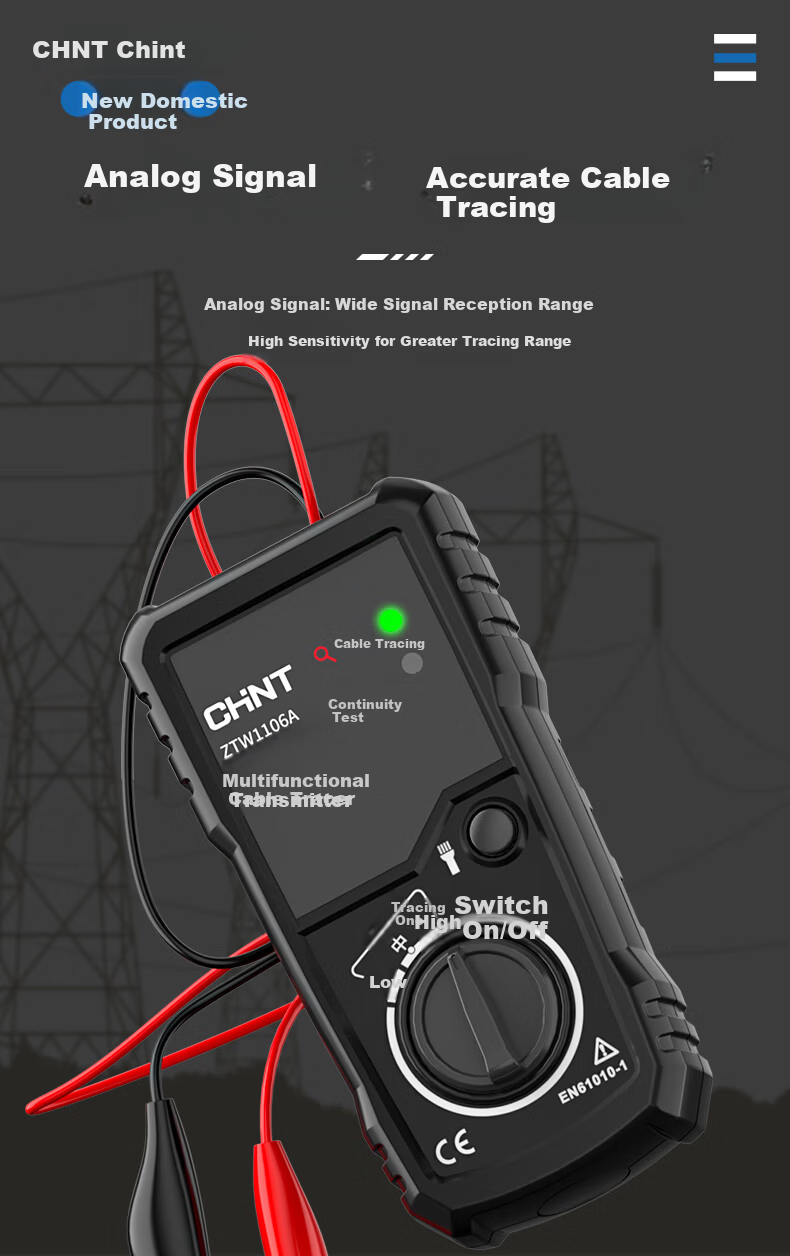 CHNT Cable Locator Electrician Network Cable Tester Wall Detector Underground Metal Detector Standard Kit 10