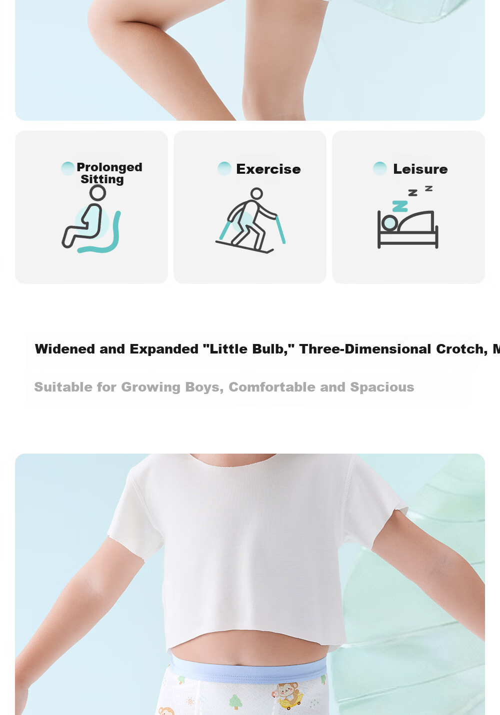 Betis Soft Ice Children's Underwear 10-11 Years Old Boys Summer Ice Silk New Mulberry Silk Boxer Shorts 20