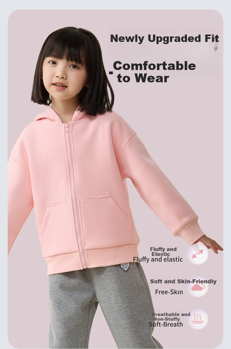 Jeanswest Girls' Spring Autumn Hooded Zip-up Jacket Casual Versatile Children's Outerwear 2026 4