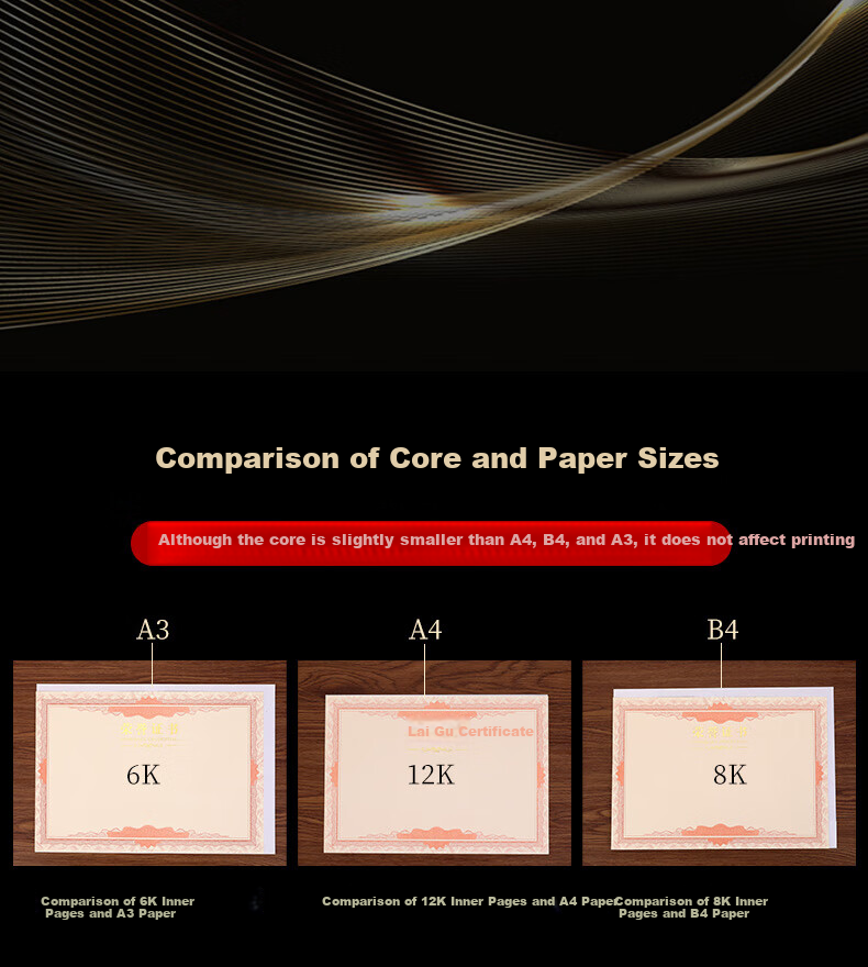 Gelite Gold Foil Ribbon with Core 8K Honor Certificate 1-Pack Blank Award Paper Printable Training Recognition Certificate Inner Pages 3