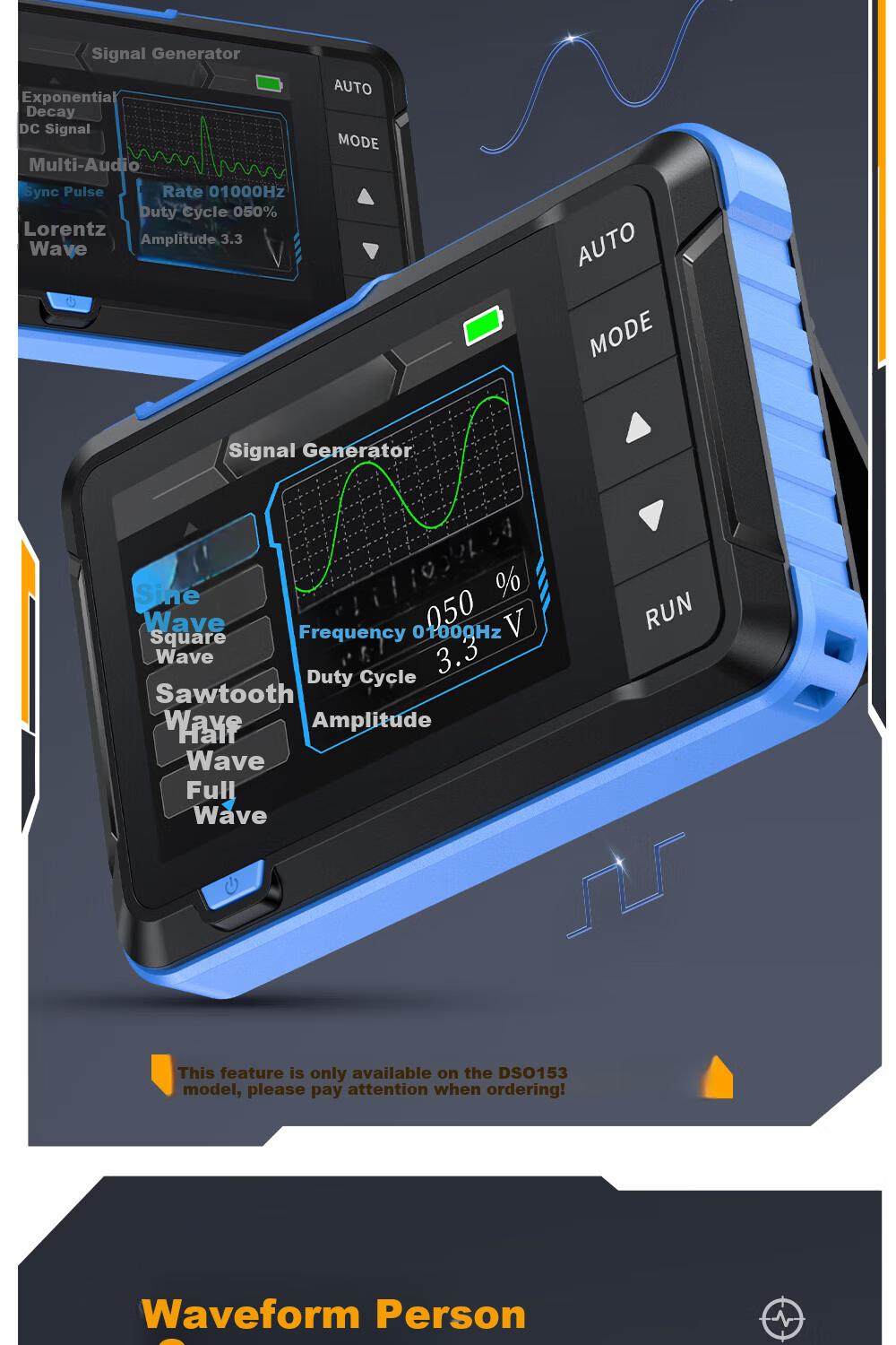FNIRSI Mini Digital Oscilloscope 2-in-1 Multifunction Portable Mini Signal Generator 1MHz Bandwidth 11