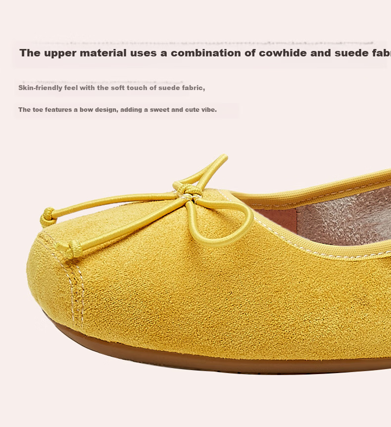 Quicheshoes Women's Ballet Flats Pig Nose Suede Low-Cut Flat Shoes Spring Autumn Soft Sole Slip-On Red Size 35 4