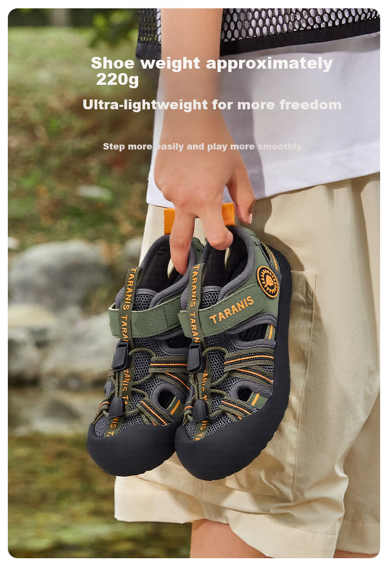 TARANIS Kids Summer Sports Barefoot Sandals Boys Breathable Water Shoes Outdoor Camping Shoes Dark Green Size 29 8