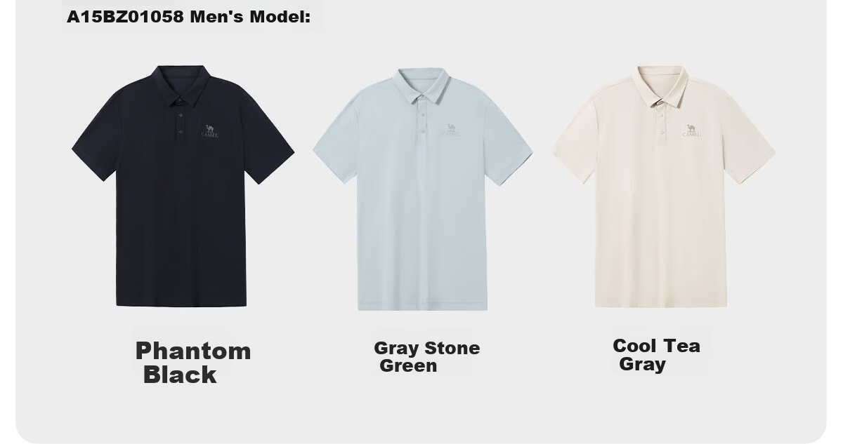 CAMEL Outdoor Quick-Dry Short Sleeve Polo Shirt Ice Cooling Wrinkle-Resistant Breathable Sweat-Absorbing Sports Sun Protection Top A25BZ01059 36