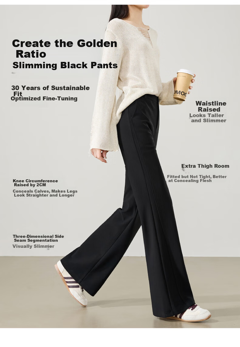 ESE-Y Women's Spring 2026 Slim Fit Stretch Office Flared Trousers Black Size 28 19