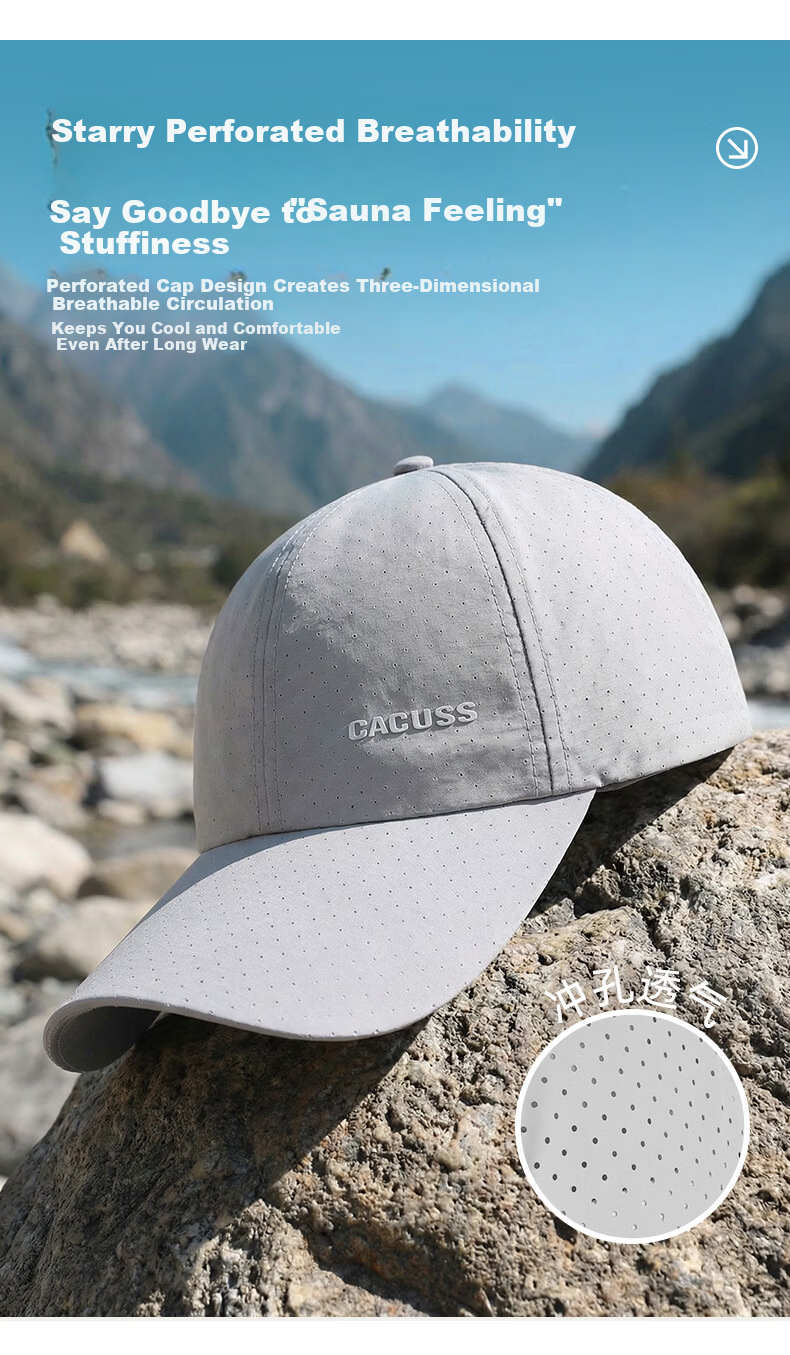 CACUSS Men's Baseball Cap Summer Outdoor Sun Protection Breathable Mountaineering Sports Dark Gray M 4