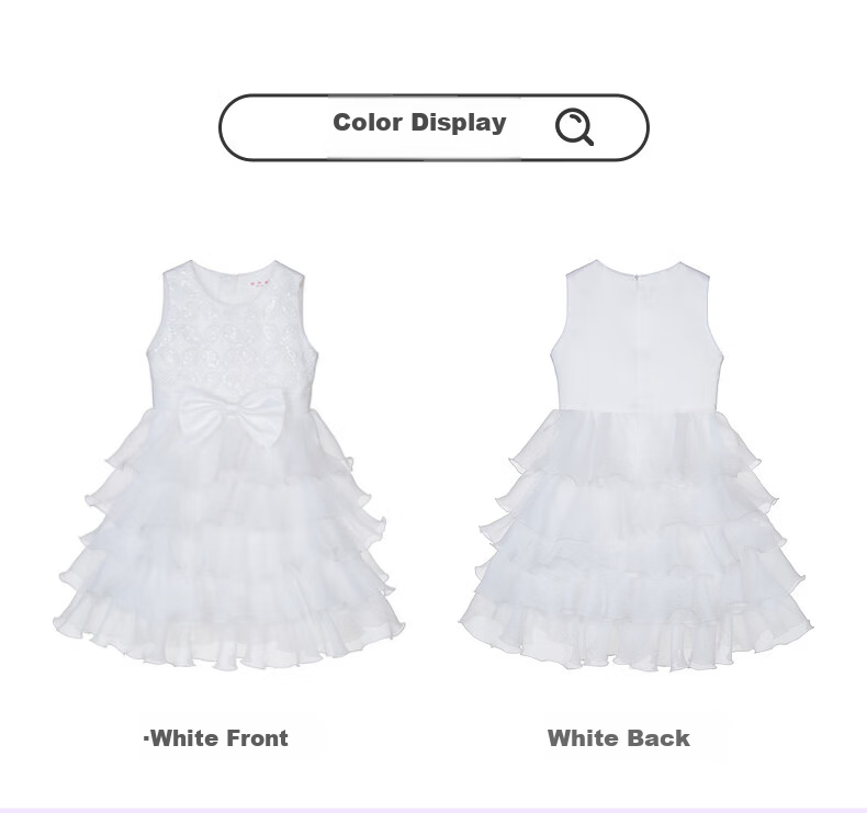 Follow Me Girls' Summer Sleeveless Sweet Princess Dress Birthday Performance White 120 4