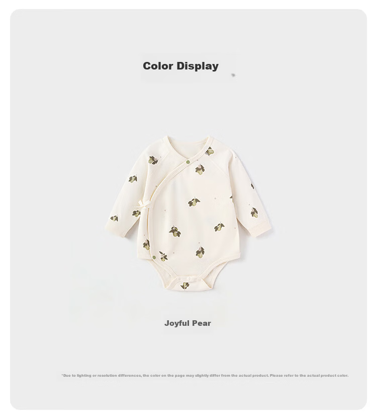 Babylove Anxinrou Newborn Bodysuit Spring and Autumn Pure Cotton Infant Tie Triangle Romper Pear Joy 4
