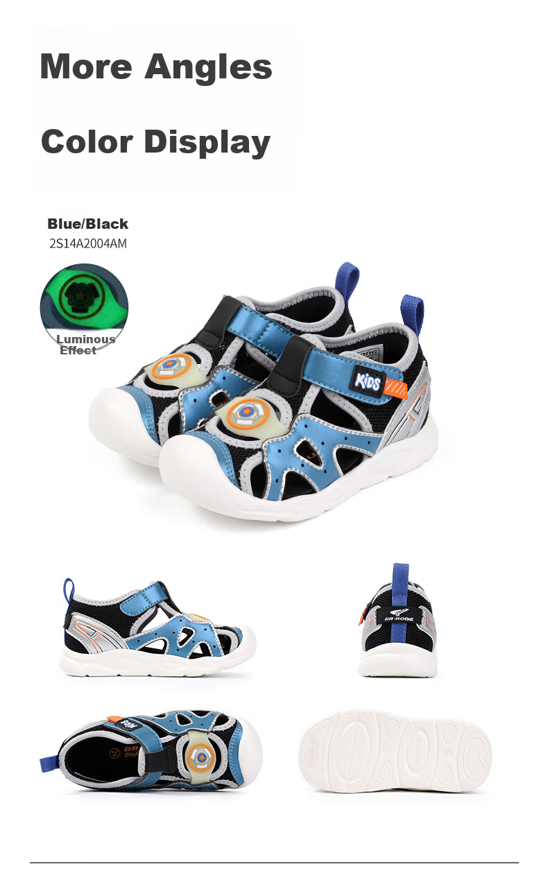 DR·KONG Toddler Walking Shoes Summer Boys and Girls Comfortable Breathable Baby Sandals 2S14A2004AM Blue/Black Size 25 12