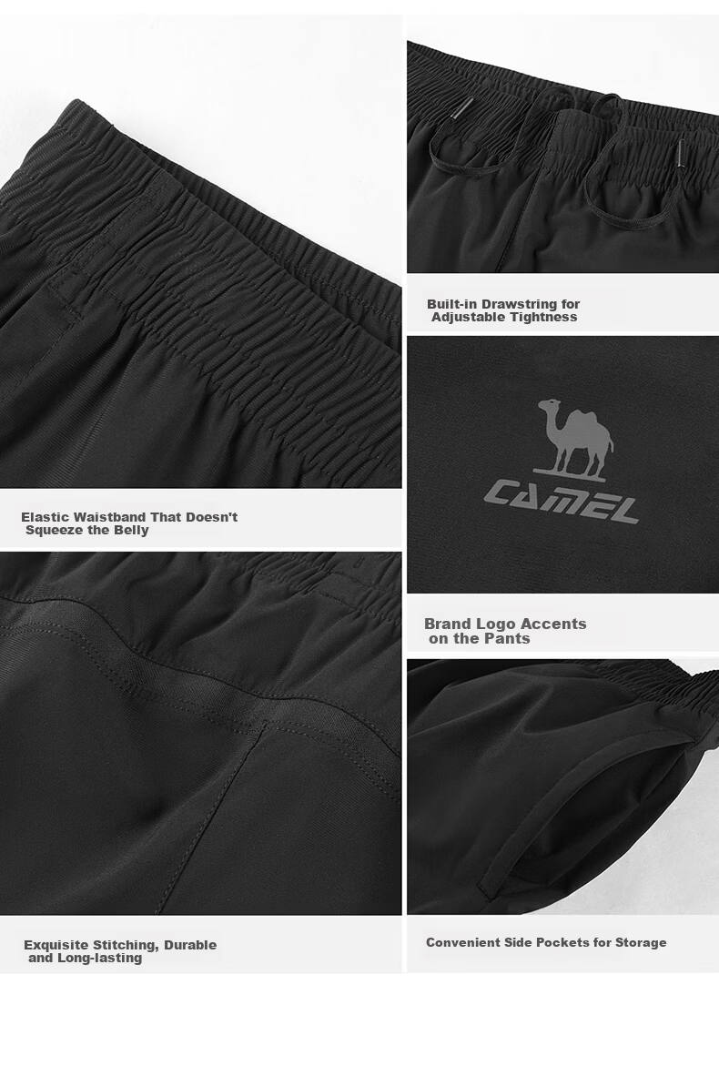 CAMEL Original Yarn Sun Protection Sports Quick-Dry Men's Cooling Straight Knit Pants C16BABLH070 Phantom Black L 5