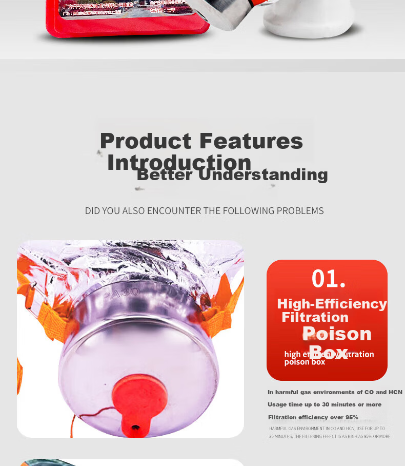 GA Filtered Self-Rescue Respirator Mask Gas Mask Fire Smoke Protection Firefighting Mask TZL30 7