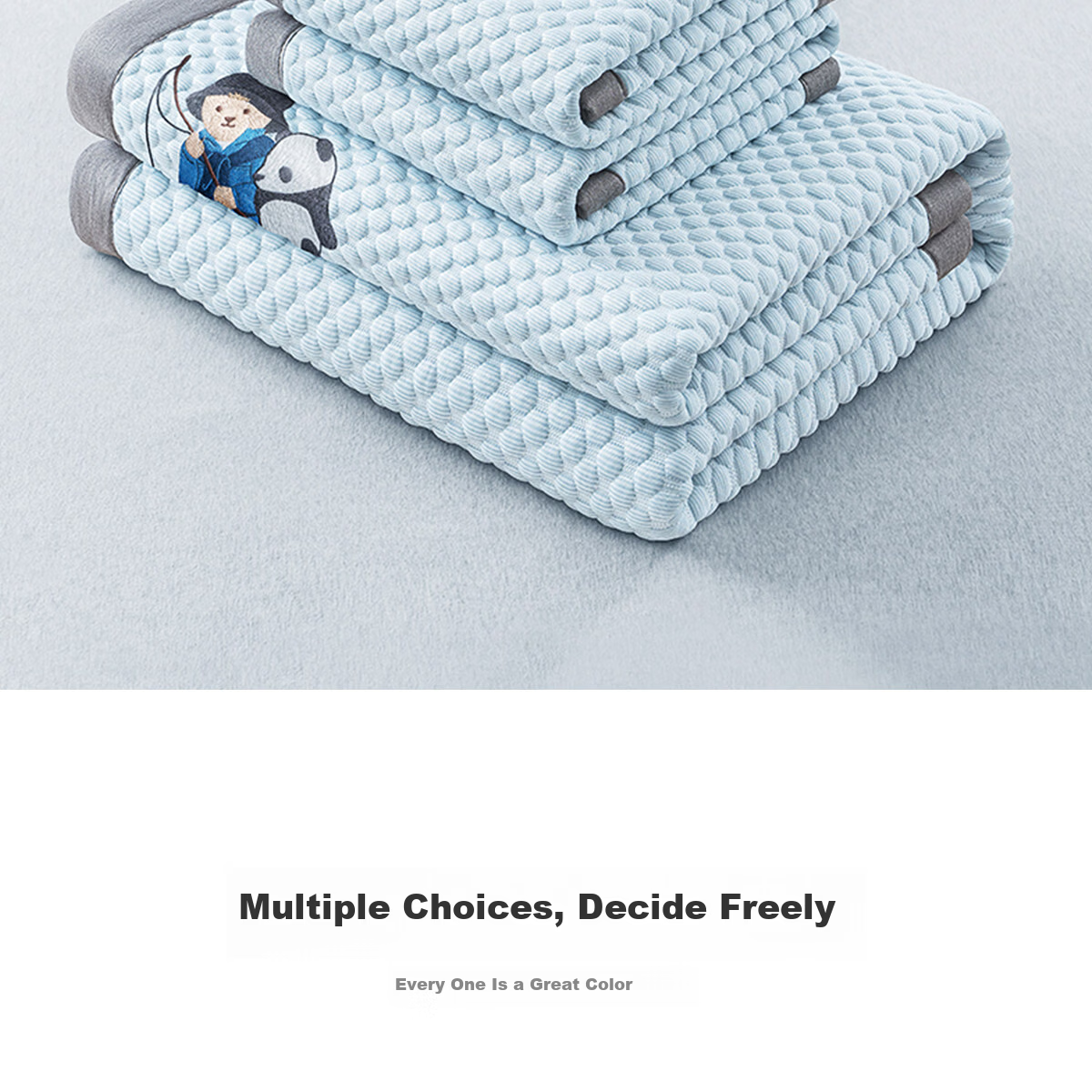 Teenie Weenie Bear Class A Ice Bean Cooling Mat Summer Cool Ice Silk Mat Washable Soft Air Conditioning Mat 150*200cm Gray 22
