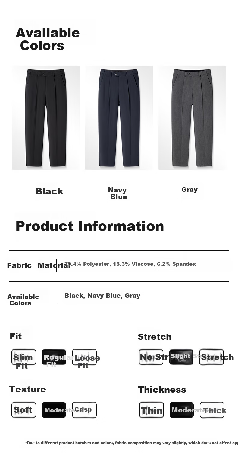 FIRS Anti-Wrinkle Non-Iron Double-Pleat Men's Business Straight-Leg Pants Loose Workwear Casual Trousers for Men 13