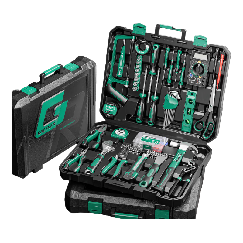 GREENER Household Toolbox Set 153-Piece Electrical, Carpentry, Telecom Maintenance Hardware Hand Tool Kit
