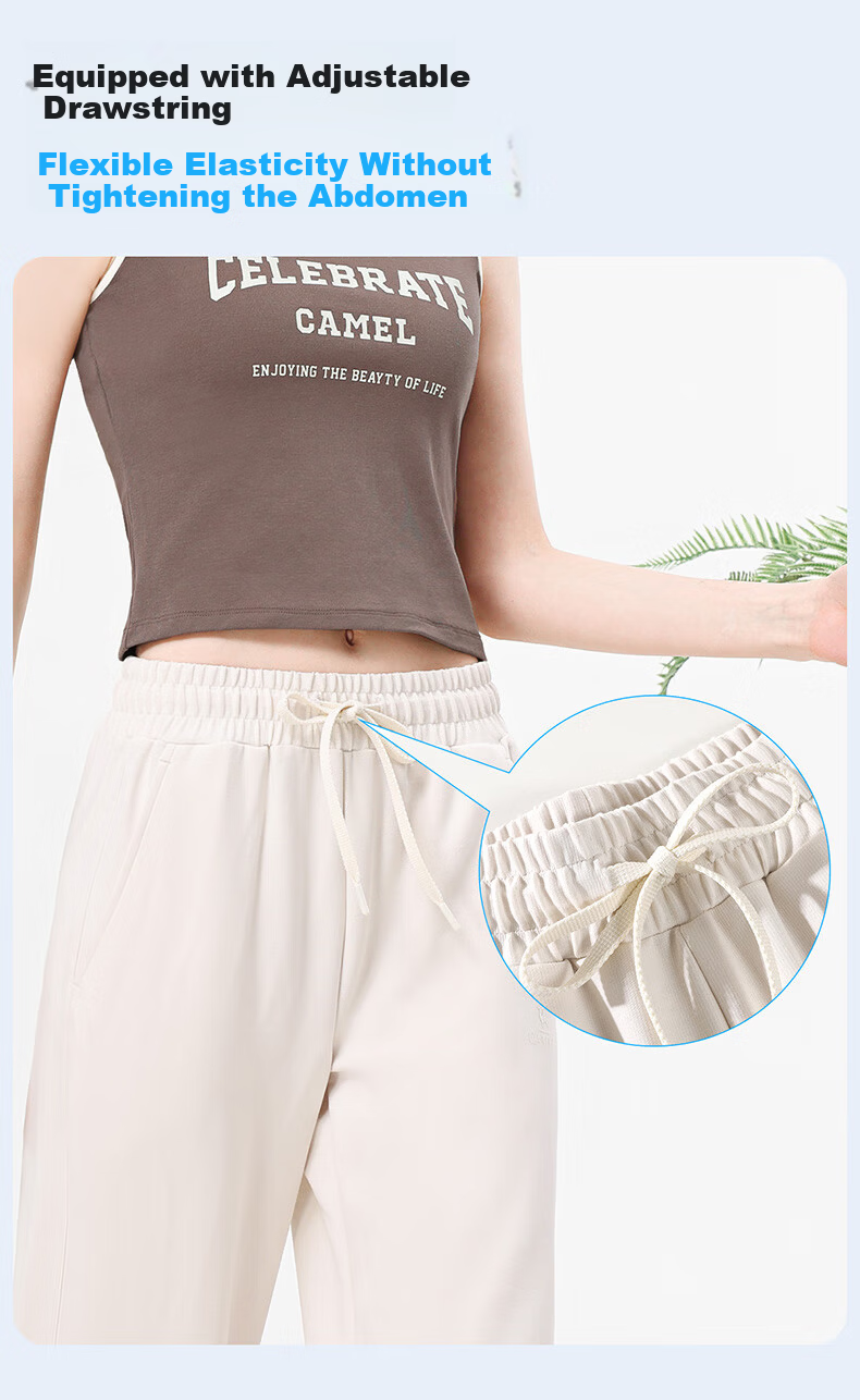 CAMEL Straight-Leg Knit Women's Pants Stretch Casual Sun-Protective Sports Trousers Y25BA0L6002 Phantom Black XXL 8