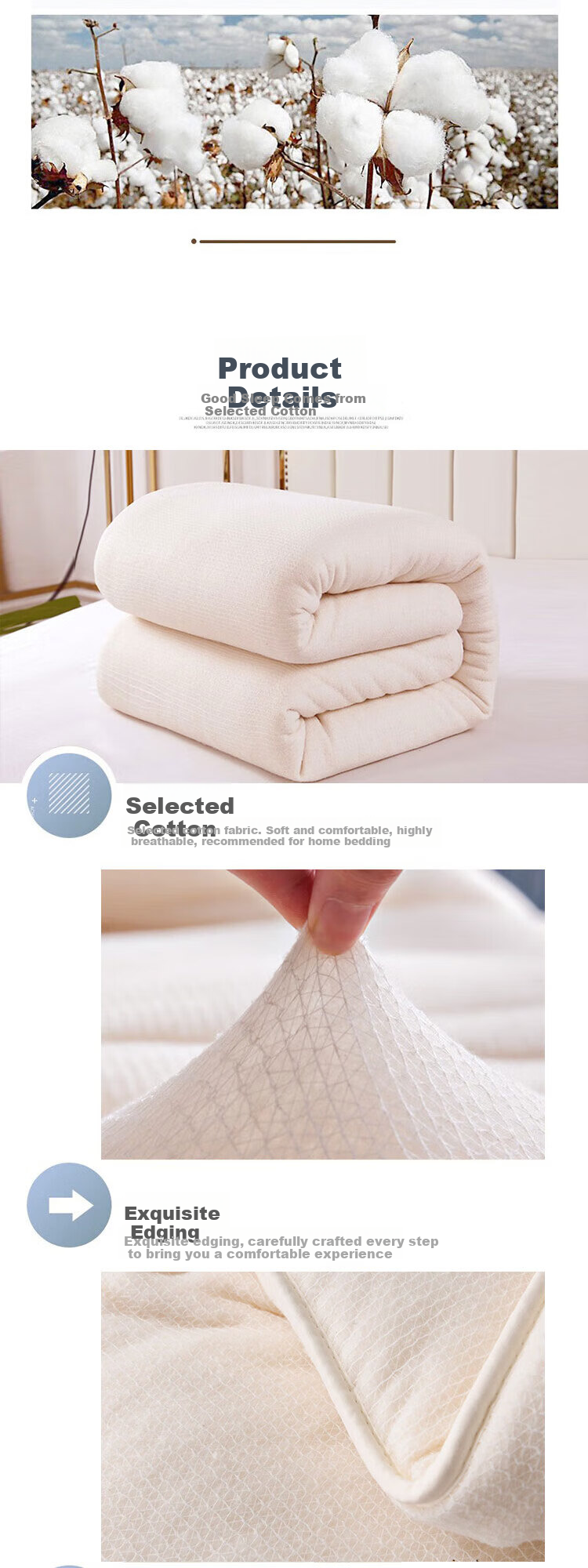 Ranpai Cotton Quilt, Pure Cotton Single Bed Quilt, Cotton Wadding Pad, Dual-Purpose Spring And Autumn Comforter, 4 Jin (2 Kg), 1.5x2 Meters 4