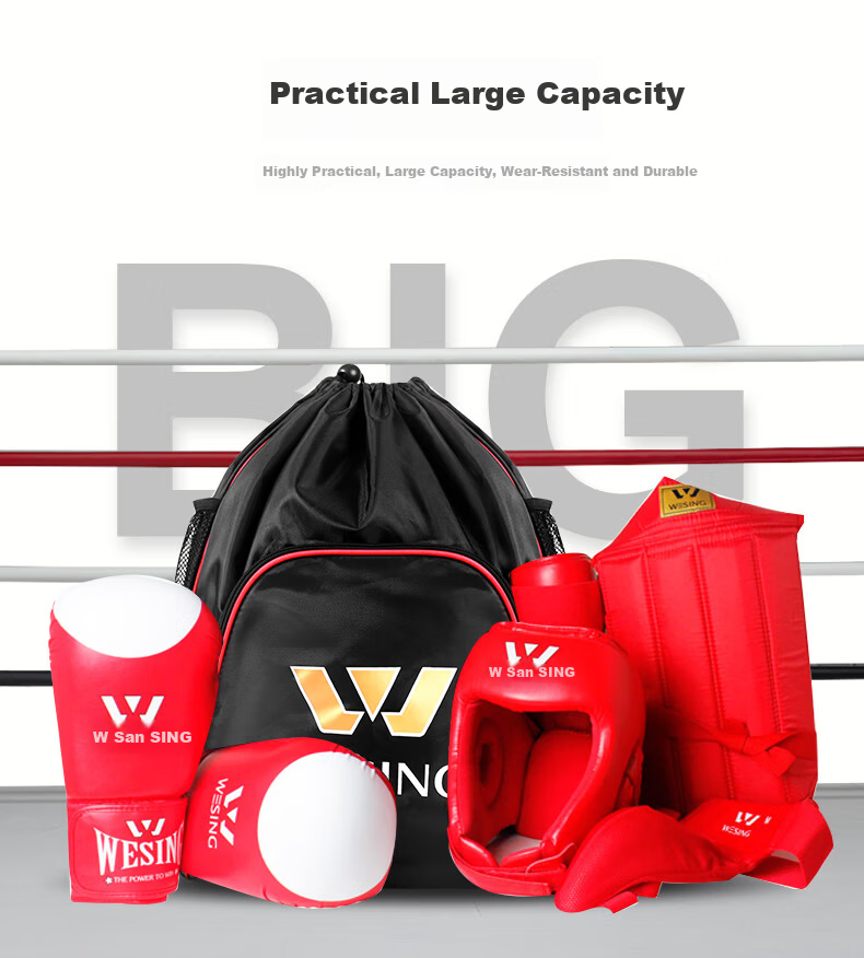 Jiurishan Boxing Gear Bag Combat Gloves Sports Equipment Backpack Training Drawstring Bag Blue Stripes 3