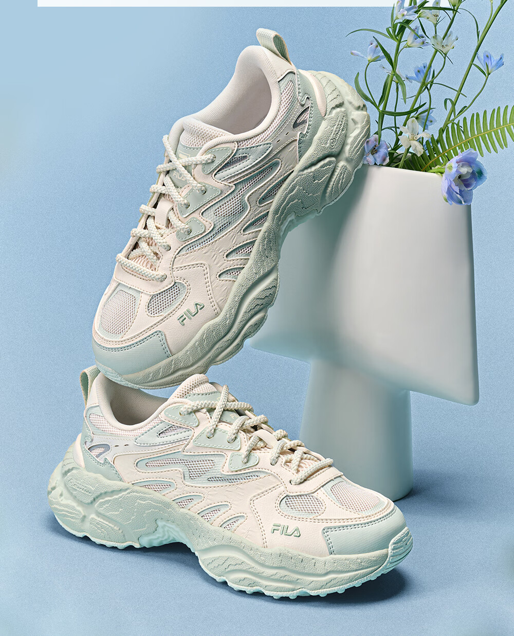 FILA Official Fern Leaf Men's Dad Sneakers 2026 Summer Breathable Casual Sports Shoes 7