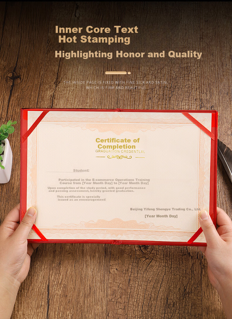 Elifo 10-Pack 12K Certificate Covers for Graduation, Completion, and Training with 20 Inner Sheets 10