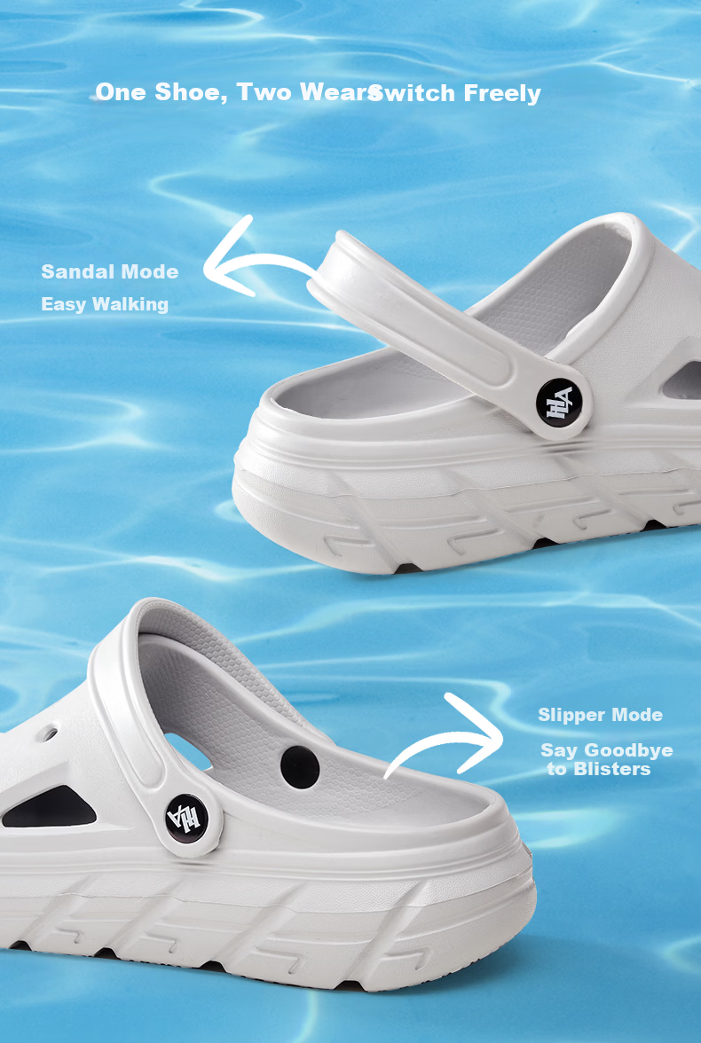 HLA Home Men's Soft Sole Breathable Closed-Toe Beach Sandals HAALXM2EBK033 Light Gray Size 44/45 Dual Size 5
