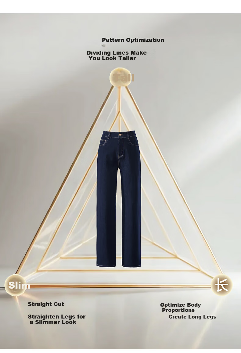 ESE-Y Women's Narrow Wide-Leg Jeans 26 Spring New Stretch Slim Straight Pants Dark Blue 33 3