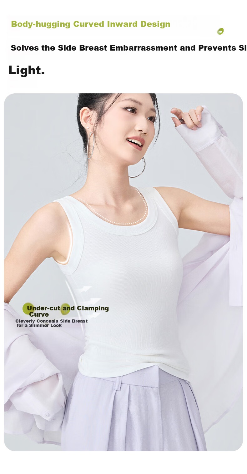 GUJIN Women's Round Neck Camisole Vest 2026 New Summer Slim Fit Sleeveless Solid Color Base Shirt 8