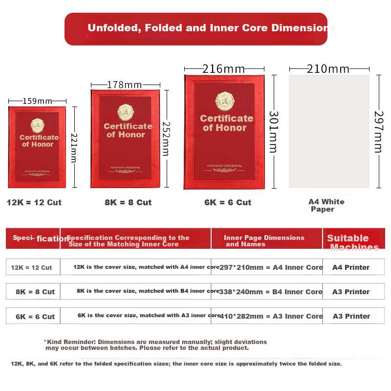 Elifo Honor Certificates 10-Pack 8K Medal Blank Award Certificates Training Commendation Recognition with 20 Inner Sheets
