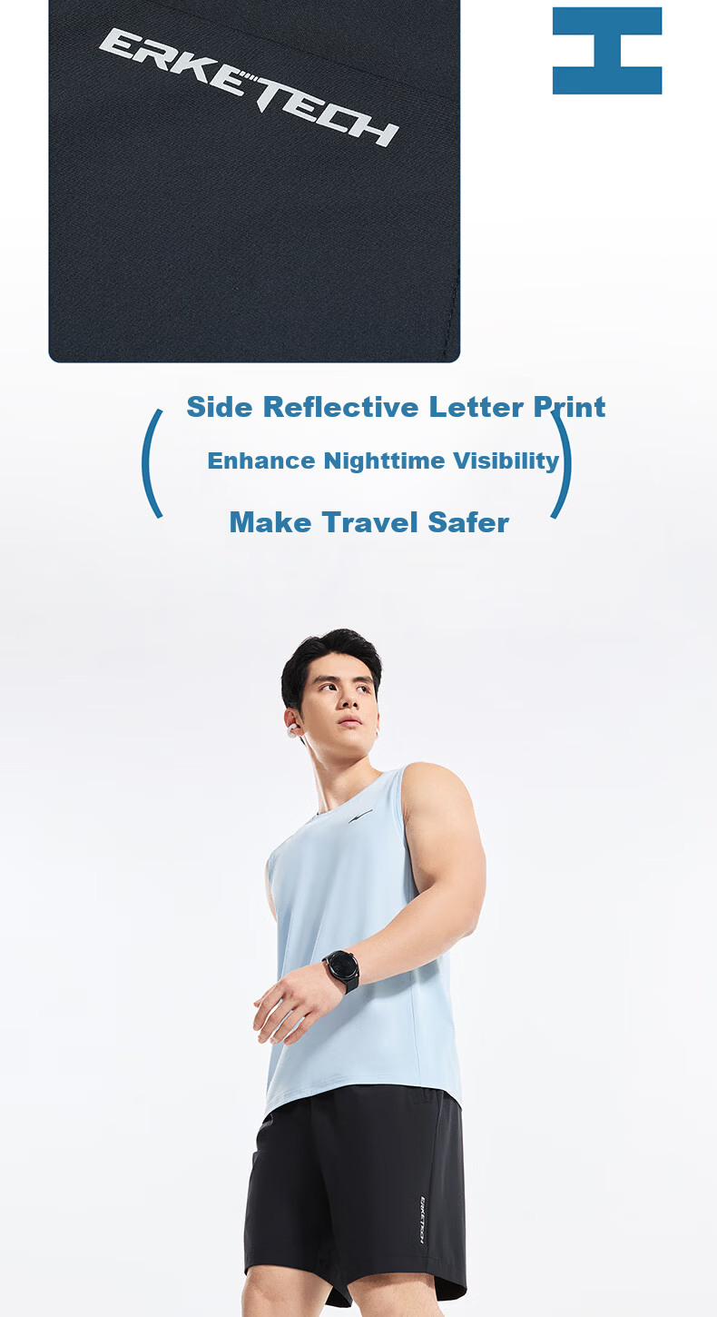 ERKE Woven Five-Point Shorts Summer Sports Quick-Dry Ice Cooling Sun Protection Outdoor Antibacterial Casual Running Pants for Men 10