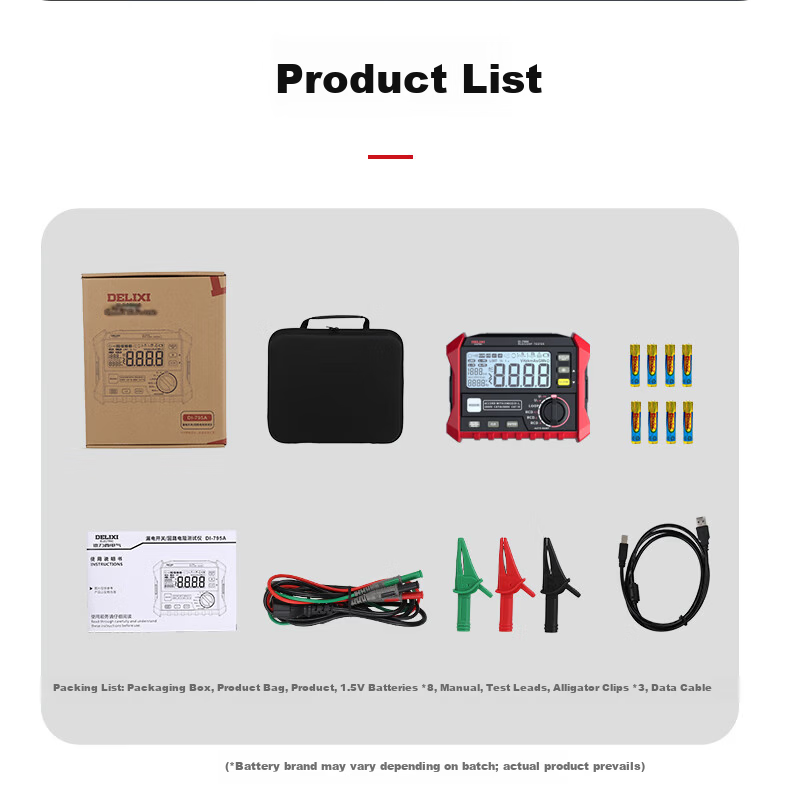 DELIXI ELECTRIC Leakage Protection Switch Tester with Voltage and Loop Resistor, Leakage Current Measurement 10-500mA 18