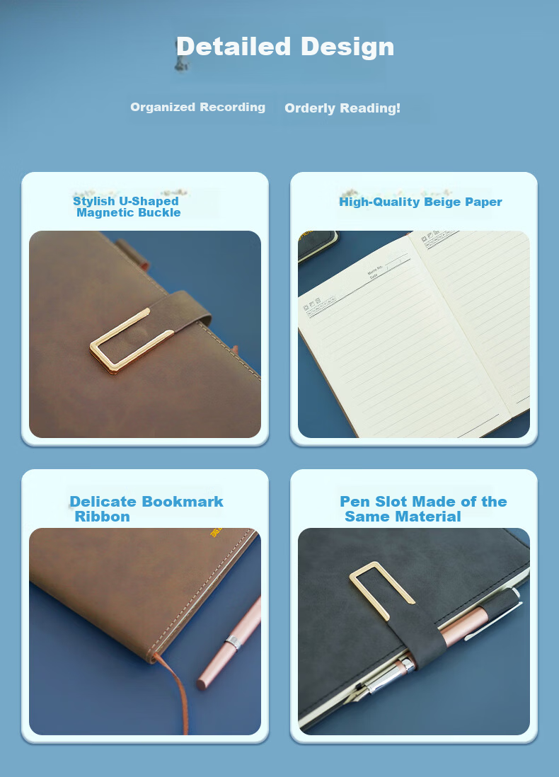 HERO A5 Business Notebook Thickened Hard Cover Soft Leather Simple High-End Gift Meeting Portable Office Stationery Lined Tearable Diary Journal Binder 13