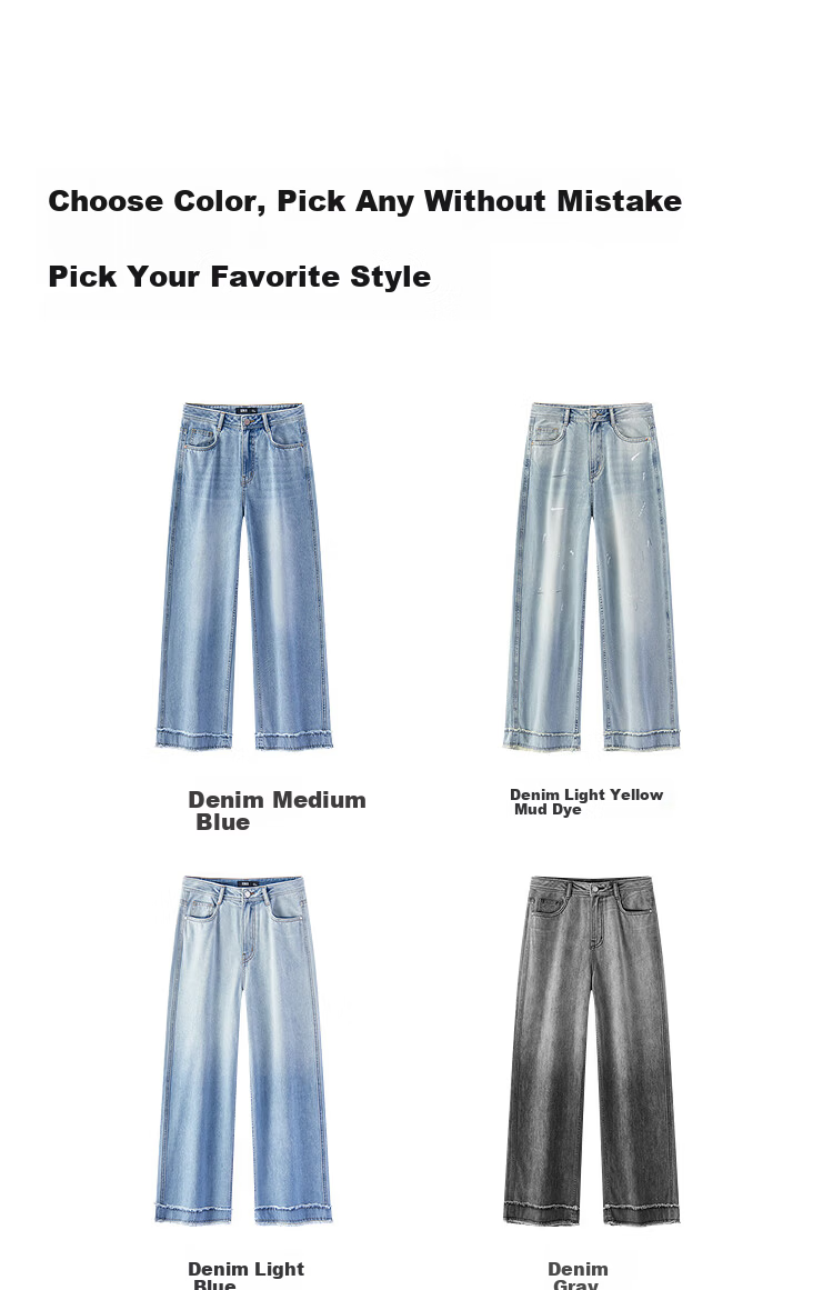 Semir Women's Summer Cool Feel Frayed Hem Denim Wide-Leg Pants 2026 Mall Style 103326124010A 40