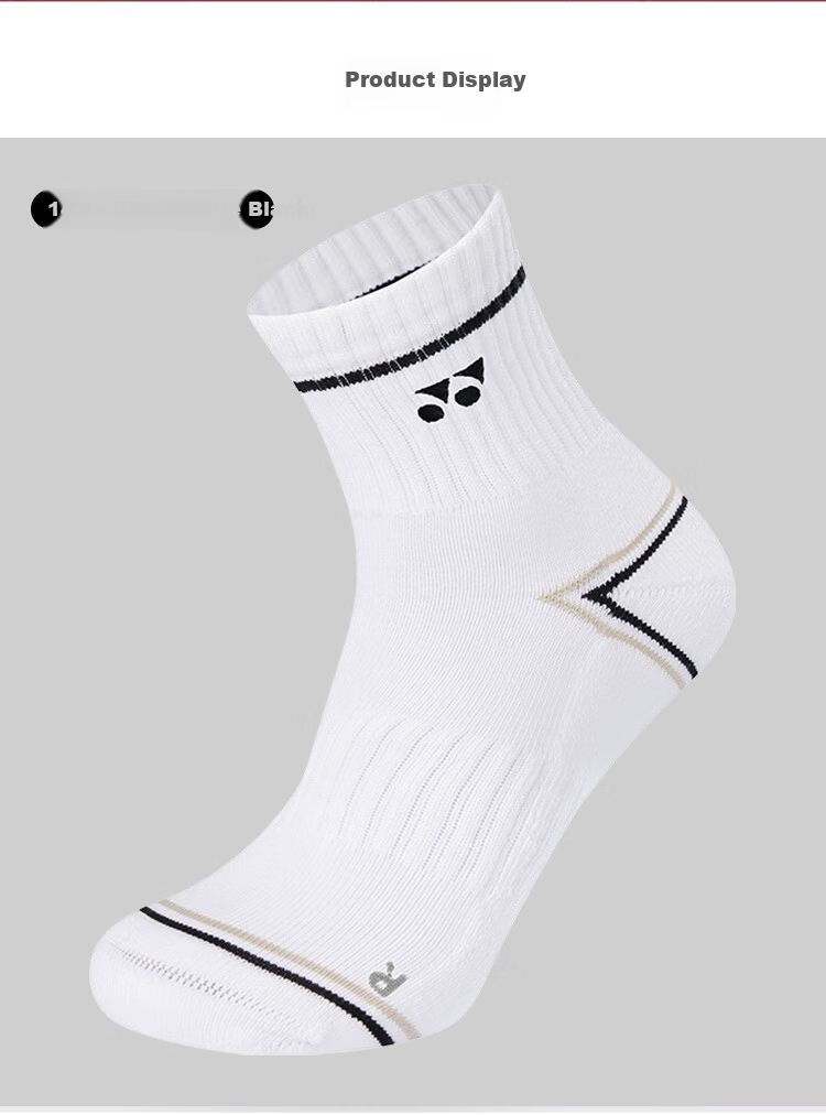 Yonex Badminton Socks Sweat-Absorbing Breathable Youth Professional Sports Socks 3450425BCR White Triple Pack 8