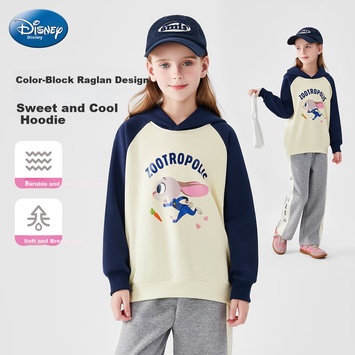 Disney Girls' Spring Hooded Sweatshirt Zootopia Stylish Children's Top Baby Spring Clothes ZL160039 Navy 130