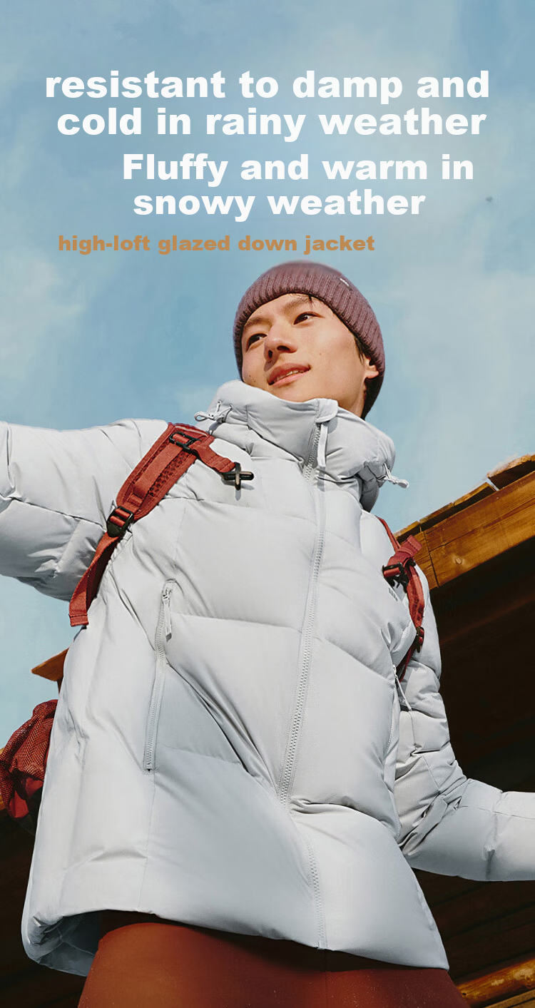Beneunder Men's Water-Repellent Down Jacket Warm Outdoor Windproof Waterproof Machine-Washable Hooded Coat HD111 Light Mist Gray XL 1