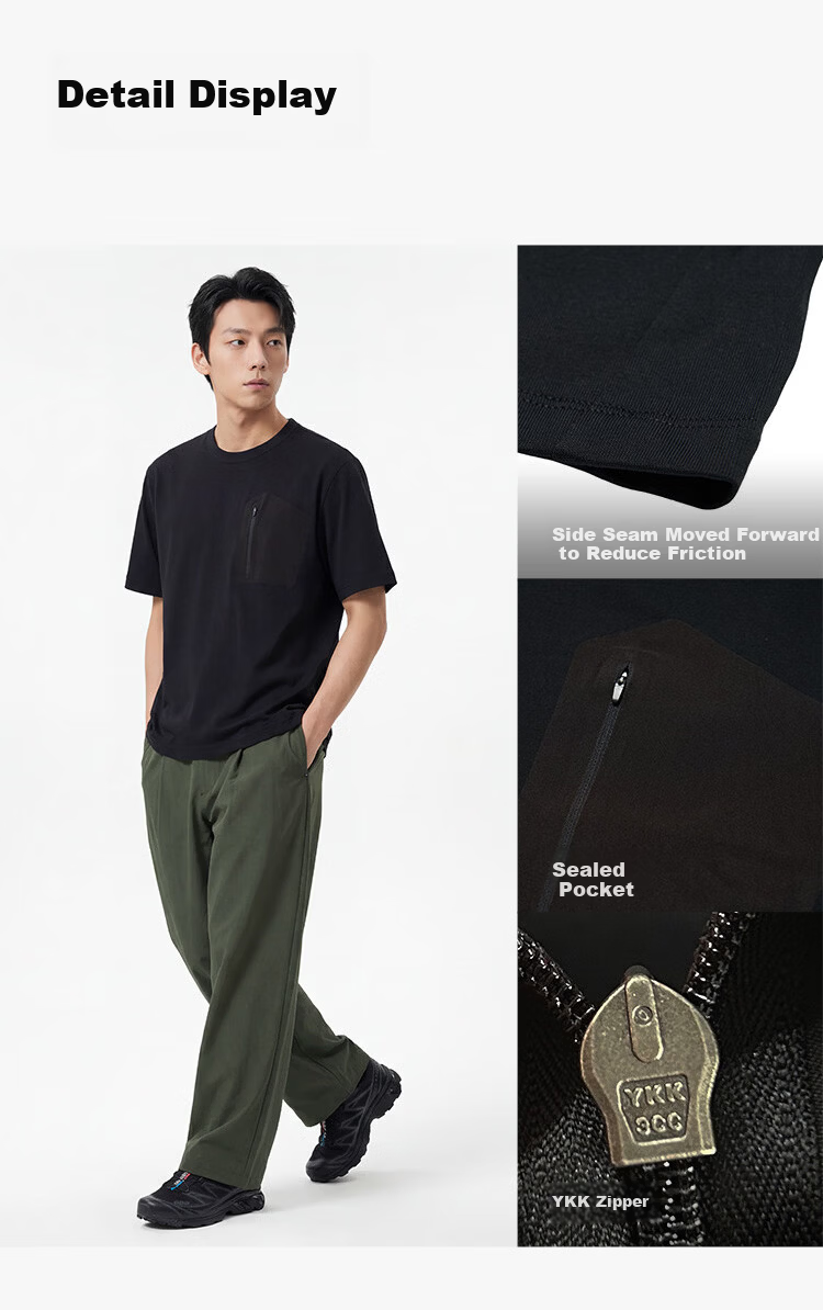 JD Jingzao Men's Short Sleeve Cotton Pocket T-Shirt 26 Summer New Outdoor High-End Short Sleeve Soft Sand White 2XL 13