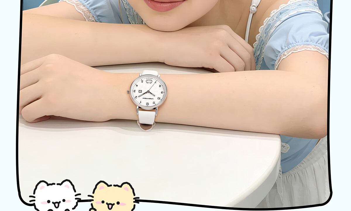 ZGO Hello Kitty Silent Quartz Watch for Girls, Middle and High School Students, Exam Special Time-Only Watch 25