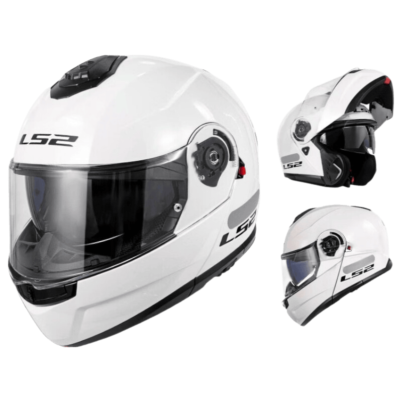 LS2 Motorcycle Dual Visor Flip-up Helmet Full Face FF908 Flash White 2XL