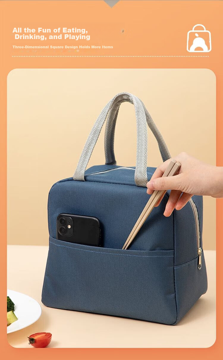 BWNK Insulated Lunch Box Bag, Handheld Bento Meal Carrier, New Thickened Aluminum Foil, Small Size Upgraded Version, Blue Insulated Model 11