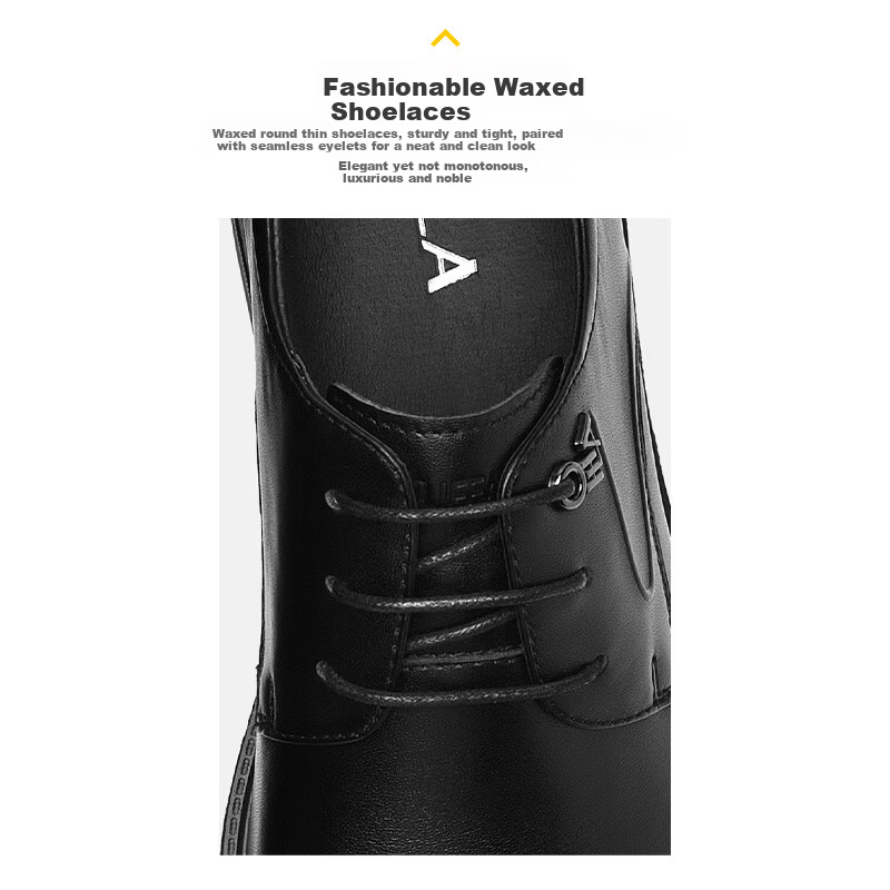 HLA Men's First Layer Cowhide Leather Dress Shoes British Business Casual T332 Black 39