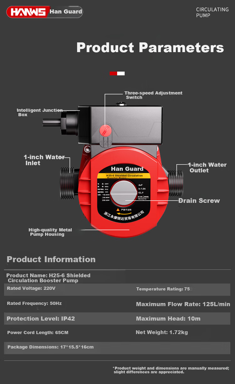 Hanweishi Heating Circulation Pump Floor Heating Domestic Hot Water Pump Geothermal Return Pump Boiler Pipeline Booster Pump Shielded Pump 19