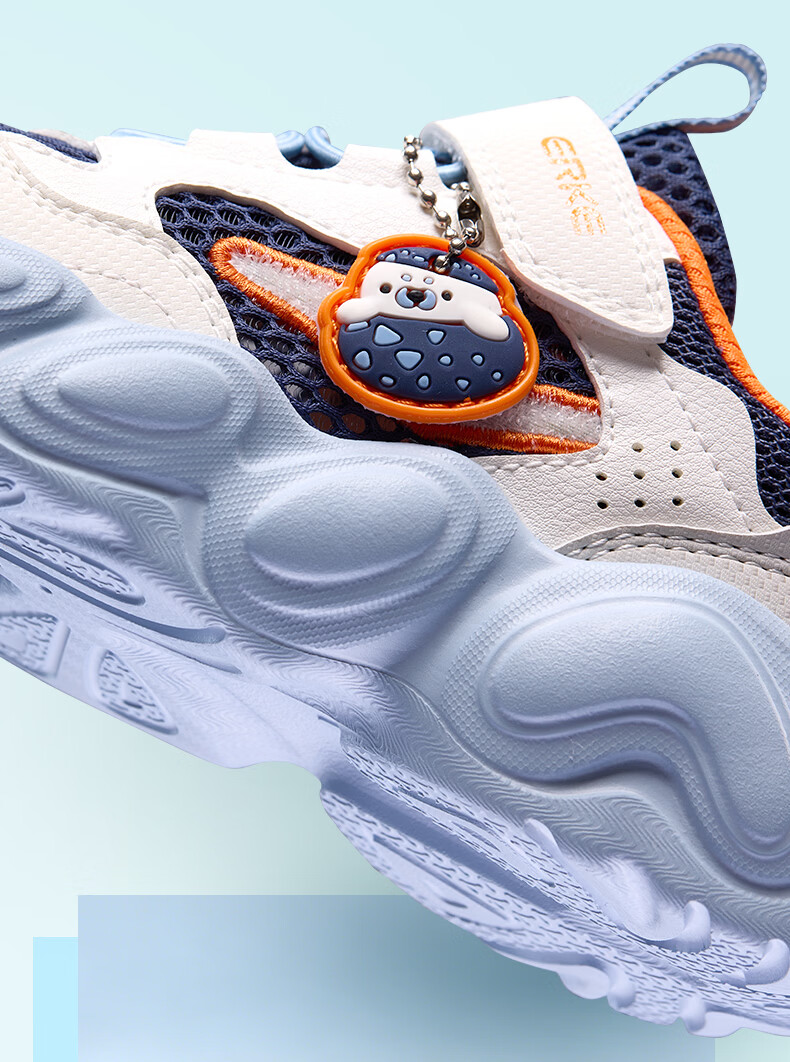 ERKE Kids Summer Casual Shoes Boys and Girls Toddler Sports Shoes Ink Blue/Microcrystalline White/Wild Gray Size 32 5