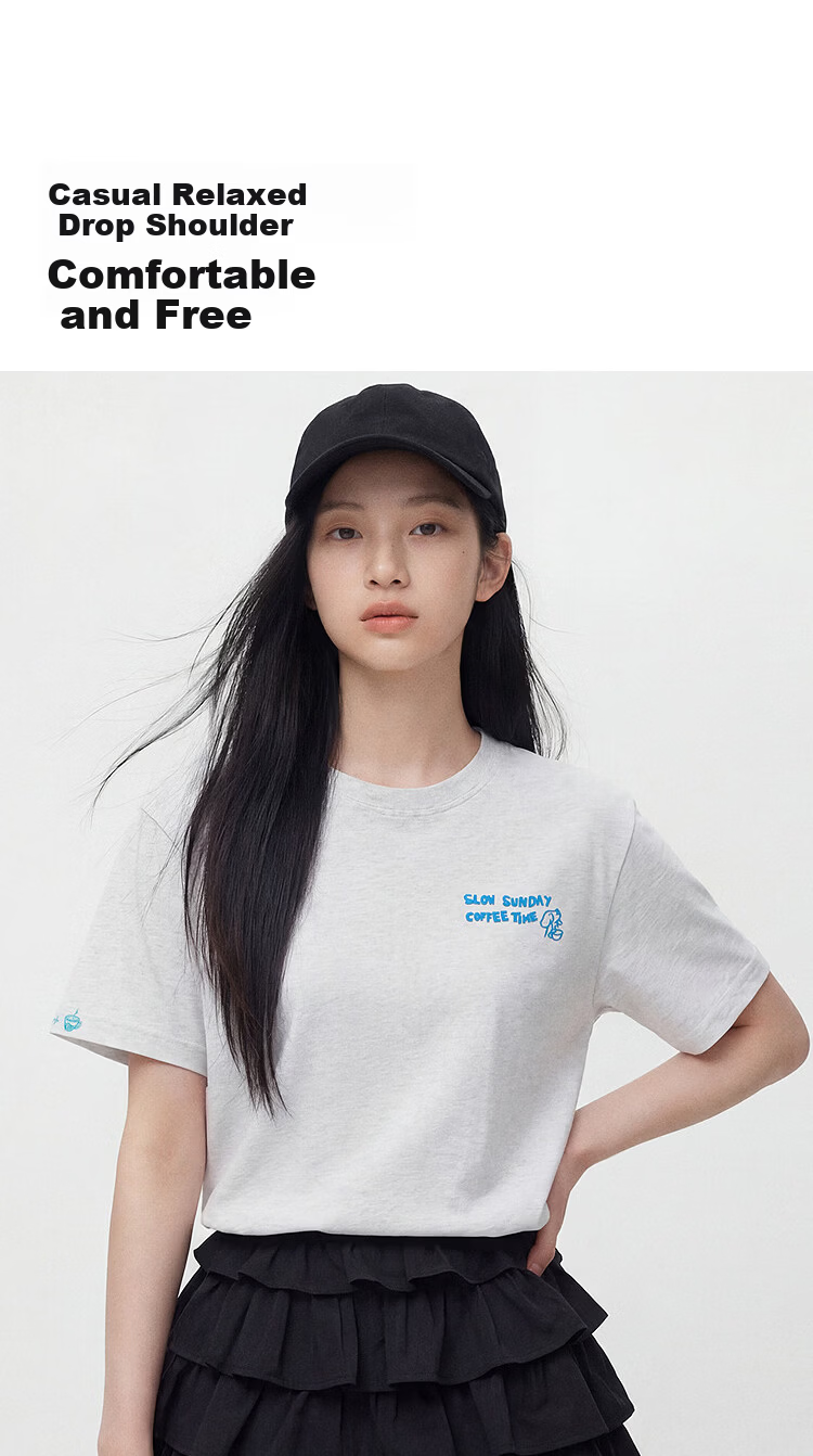 Semir Mall Style | Women's Summer Short Sleeve T-Shirt Embroidered Print Loose Drop Shoulder 2026 Boutique Clothing 101326100037 7