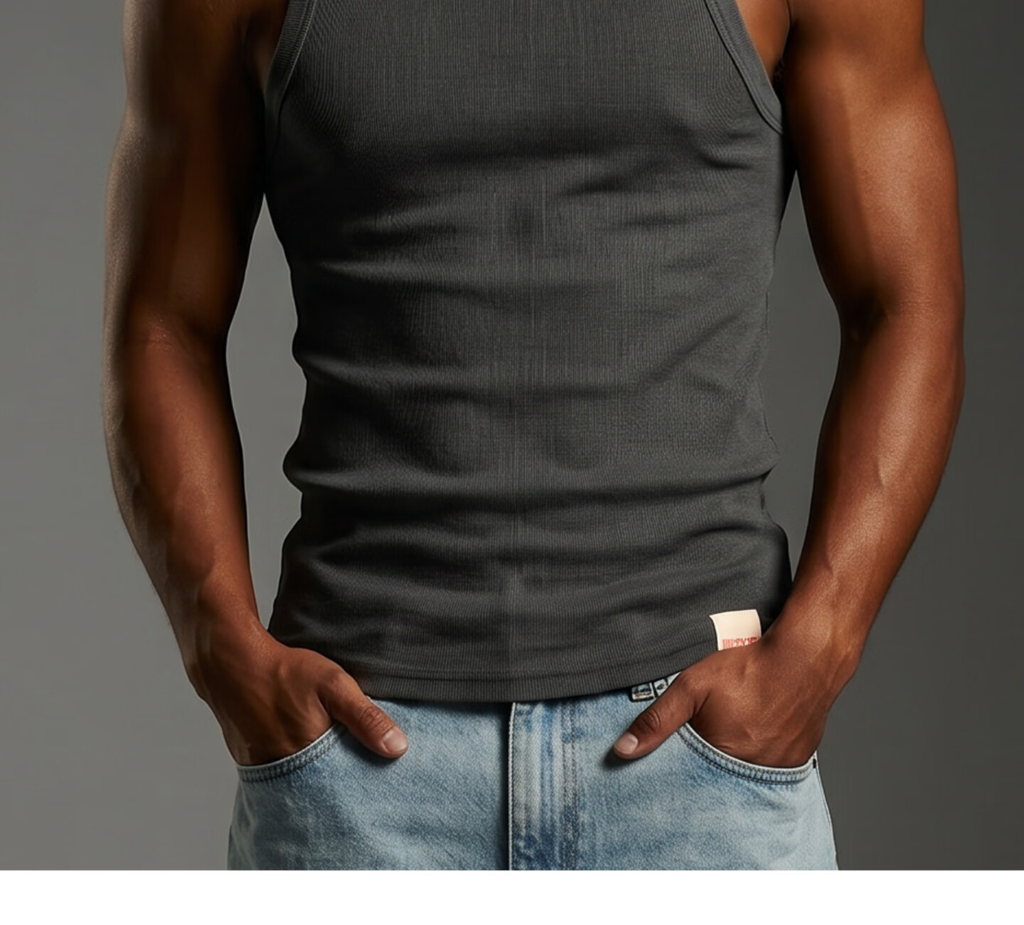 Liangpu Pure Cotton Square Neck Vest Men American Heavyweight Ribbed Slim Fit Sports Fitness Youth High Elastic Sleeveless T-Shirt 24