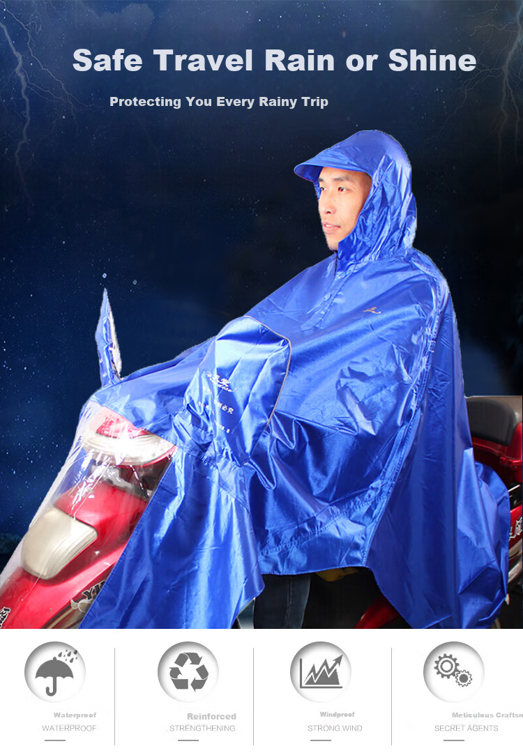 Tiantangsan Outdoor Cycling Rain Jacket Poncho, Single-Person One-Piece, Thickened Oxford Cloth, Suitable for Electric Bikes And Motorcycles, One Size Fits All, Purple Orchid 1