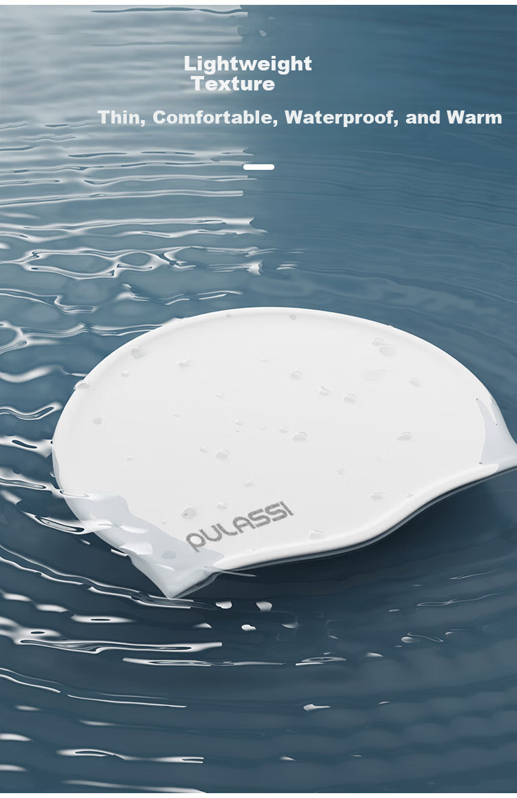 PULASSI Silicone Waterproof Swimming Cap for Adults Unisex Long Hair Large Head Circumference Professional Racing Swim Cap Pure White 3
