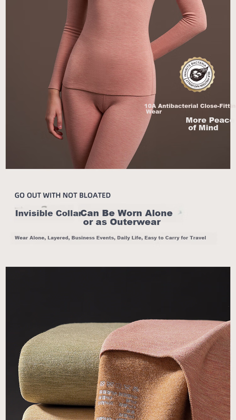 GRACEWELL 10A Luxury Camel Velvet Thermal Set Women's Autumn Winter Seamless Heat Retaining Base Layer Thermal Underwear 10