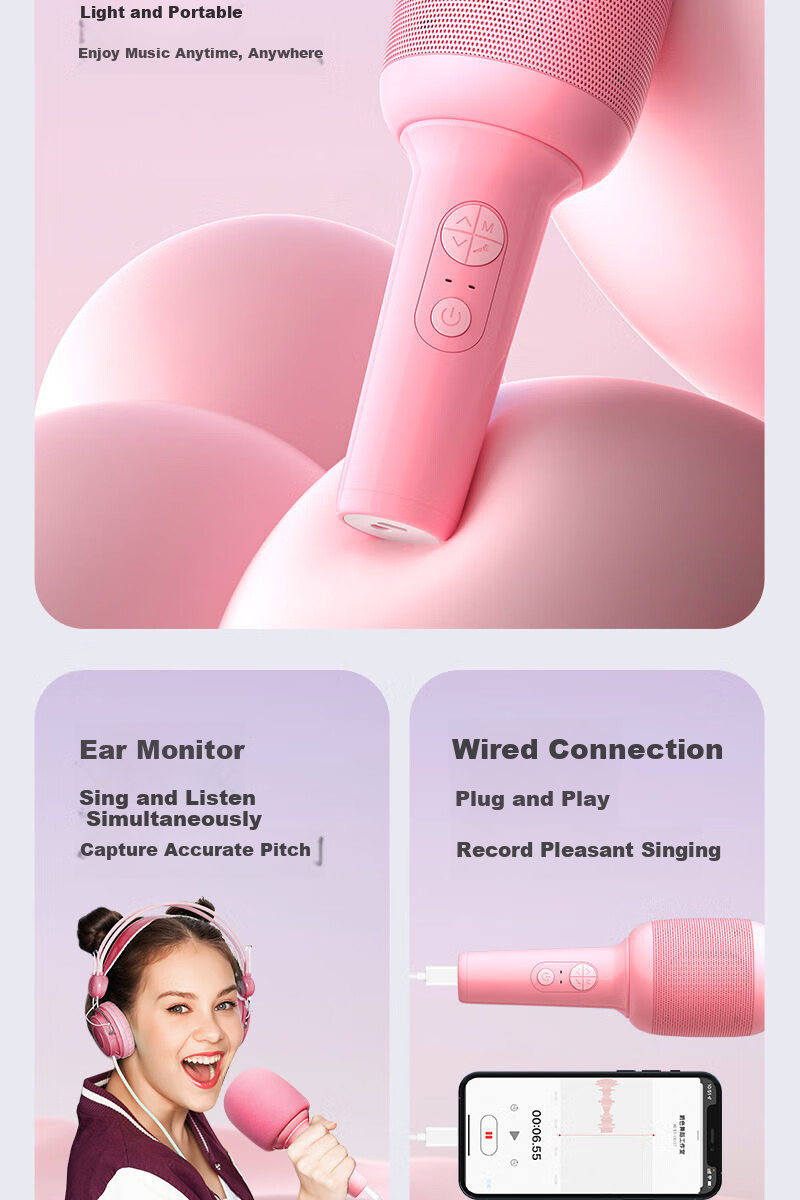SANSUI F6 Wireless Bluetooth Microphone Speaker All-in-One KTV Home Karaoke Microphone for Kids Mobile Phone TV 14