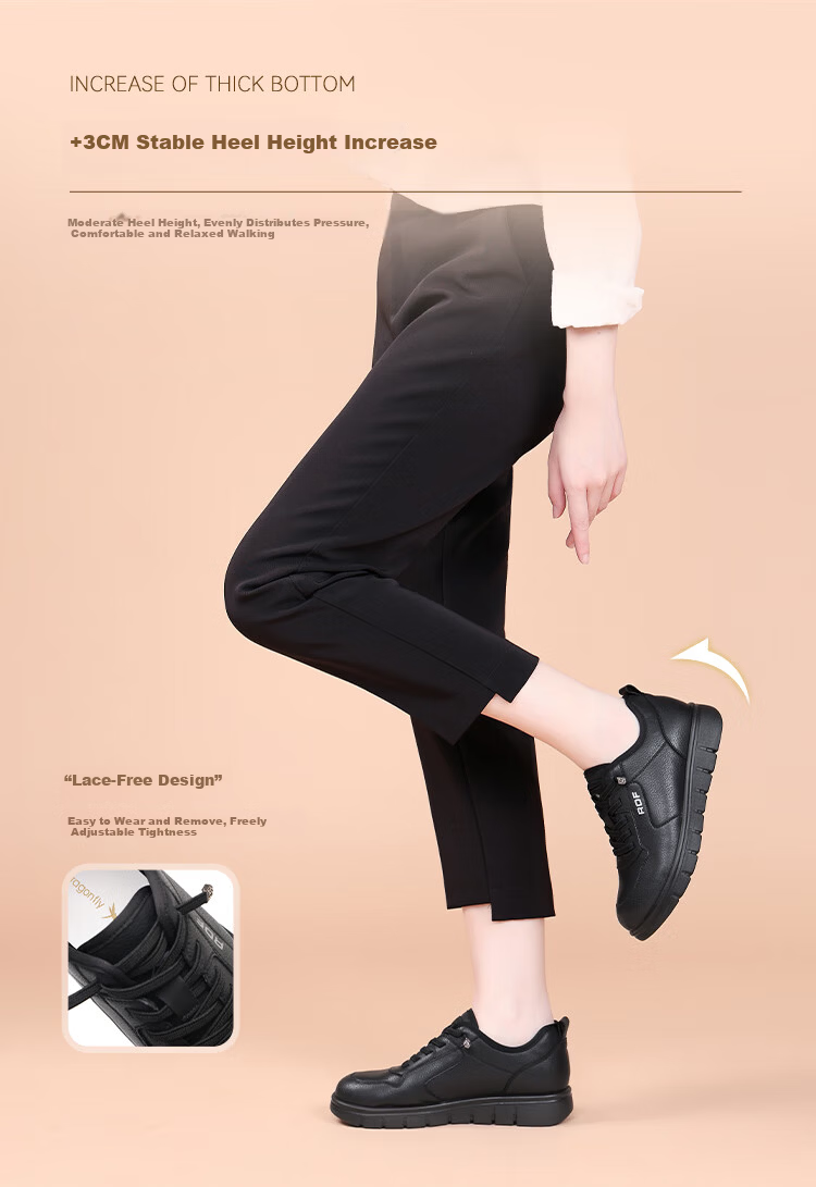 Red Dragonfly Women's Thick Sole Low-top Lace-up Casual Shoes Lightweight Comfortable Wear-resistant Sneakers WTB353451 Black Size 36 4