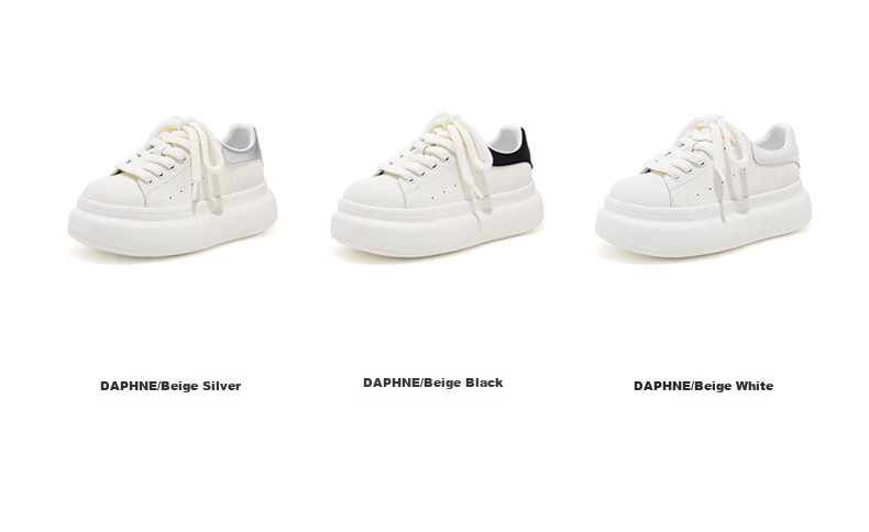 Daphne Popular Thick Sole Height Increasing White Sneakers for Women 2026 Spring New Versatile Casual Shoes Beige Black Size 36 7